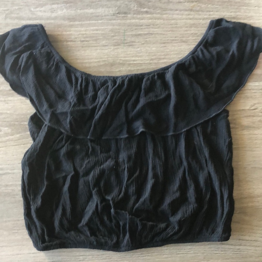 Black Off-the-Shoulder Crop Top